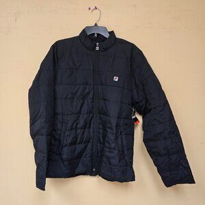 NWT Fila Men's Basic Everyday Wear Black Full Zip Lightweight Puffer Jacket